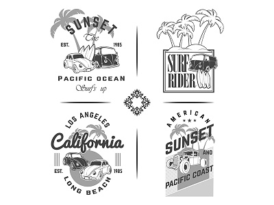 Sunset bird label paradise riders shore summer sunshine surfer swim symbol tropical wagon