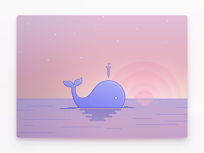 Whale illustration ocean sun sunset whale