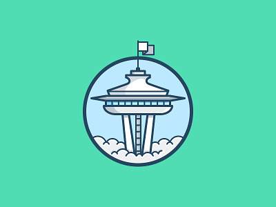 Space Needle building daily challenge icon landmark seattle vector