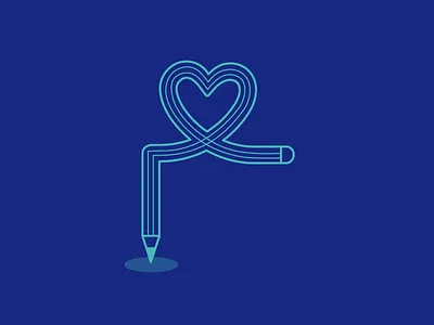 Heart Pencil blue drawing heart illustration oen pecil turquoise