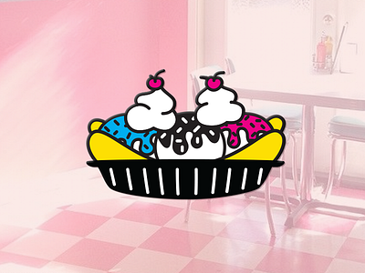 CMYK Sundae banana split enamel pin hot fudge ice cream icon illustration illustrator lapel lapel pin logo pin sundae
