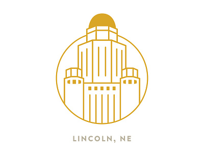 NE State Capitol building capitol city icon illustration lincoln nebraska state