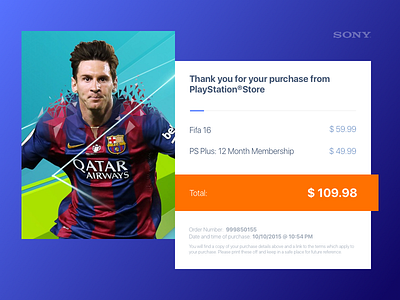 DailyUI 017 - Email Receipt dailyui fifa messi playstation receipt