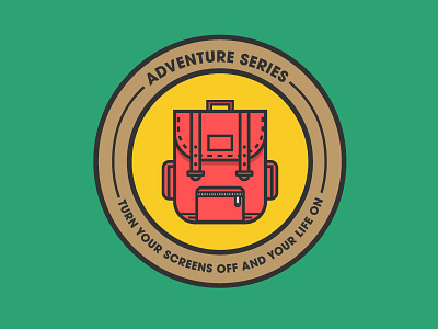 Screen off | Life on (3) adventure backpack icon illustration vector