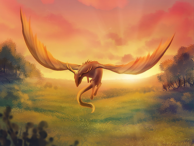 Morning Dragon dragon field morning nature sunrise
