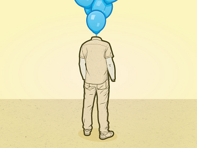 Floating balloons graphic design illustration man texture vector