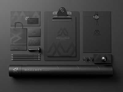 Mohamed Achraf black brand branding elegant identity re branding self stationery