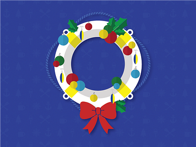 Happy Holidays! bowstern flat holiday kilo life nautical patterns preserver vector wreath
