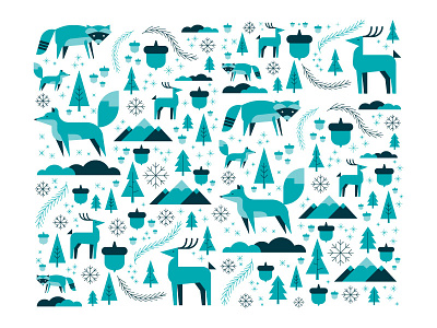 Winter Pattern animals card christmas cute holiday illustration nature seasonal trees vector winter