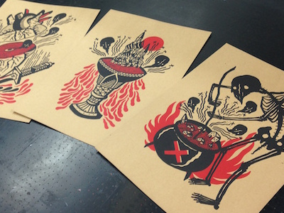 set of prints (peek) bold illustration printing screen printing tattoo flash