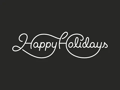 Happy Holidays black and white lettering ligature mono weight script shadows type typography
