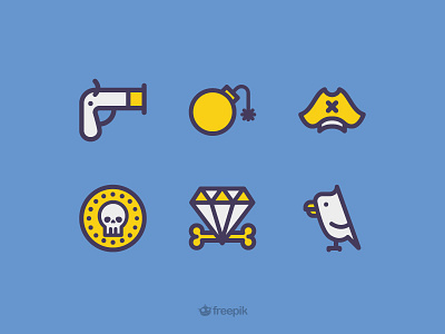 Freebie: Pirates icons bomb coin free freebie gem gun hat icons parrot pirate sea skull