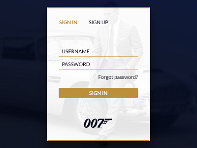 Sign In 001 007 aston martin db5 bond dailyui daniel craig sign in sign up ui ui elements