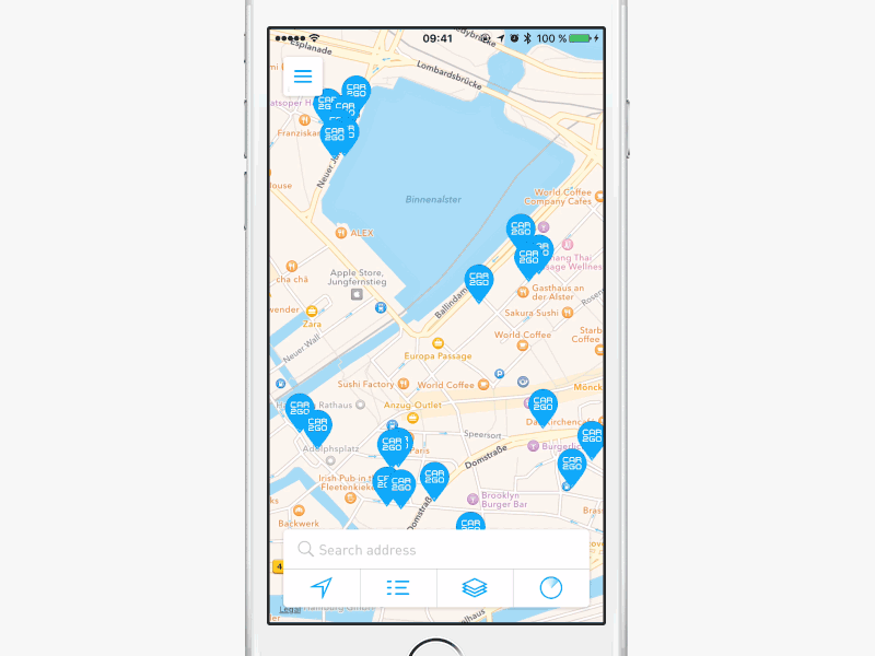 car2go Vehicle Reservation app c2g car2go ios iphone mobile ui ux