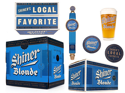 Shiner Blonde beer beer packaging coasters festive holiday packaging pos shiner shiner beers tap handle work done at mcgarrah jessee