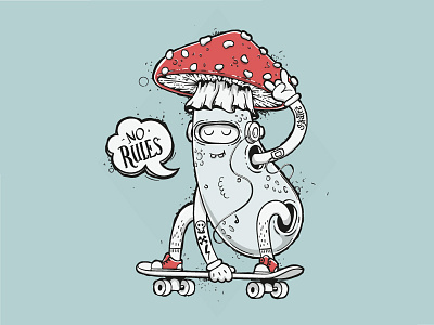 Mushroom illustration mushroom rebel skater young