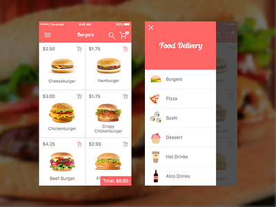 Food Delivery (Screens) delivery dish flat food icons ios order screen shop tasty ui yummy