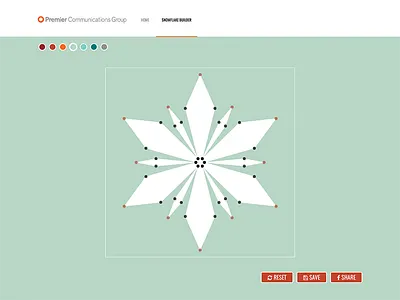 PCG Snowflake Creator algorithm app design application christmas design facebook fractal geometric holiday interface snowflake ui