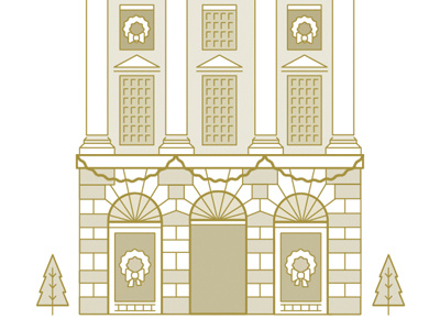 Holiday Line drawing of building architecture christmas exterior gold gold foil holiday line line drawing