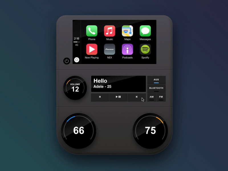 Car - Day 034 034 car car interface carplay center console dailyui dashboard radio thermostat