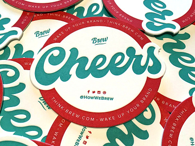 Cheers Coasters! coaster design lettering letterpress script typography