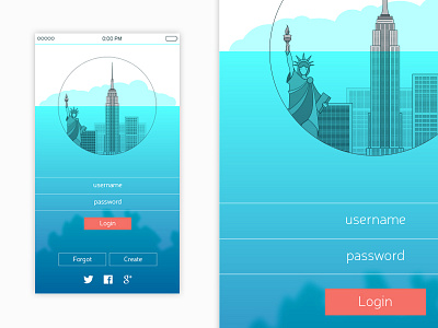 NYC 2100 app design future illustration level login rise sea ui ux