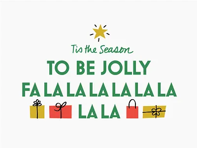 Tis the Season christmas gifts hand drawn holiday ornament presents santa tree