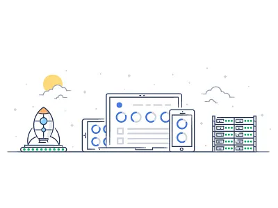 Proxies dashboard fireart fireart studio illustration outline rocket server simple sun