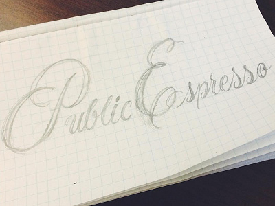 Public Espresso buffalo coffee lettering sketch wip