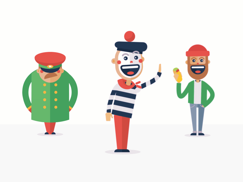 Characters loop 2d actor animation character fastfood flat gif loop man mime