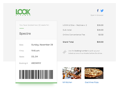 Email Receipt :: Daily UI - 017 017 barcode daily e commerce email movie purchase receipt reservation ticket ui