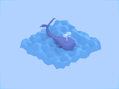 Cartoonish whale 3d blender isometric low poly lowpoly modeling whale