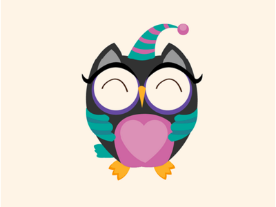 Lovely Owl color hug owl pink sleep vector