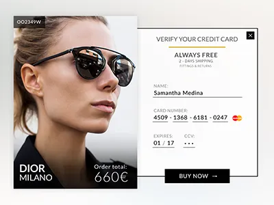 DailyUI 002 002 checkout creditcard dailyui fashion shop style ui verify