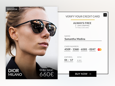 DailyUI 002 002 checkout creditcard dailyui fashion shop style ui verify