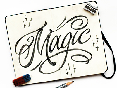 sketch "Magic" art hand lettering logo print sketch type