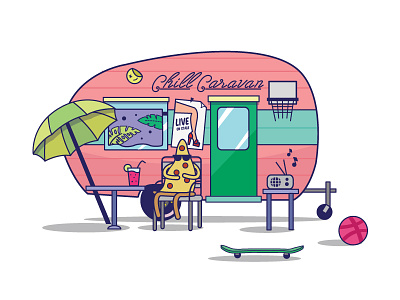 Adventures of Mr. Pizza caravan chill dribbble pizza skateboard