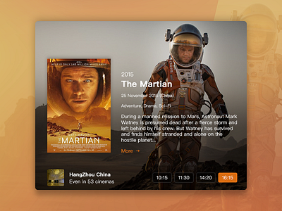 The Martian app card film interface martian ui