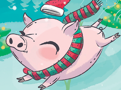 Don't eat them this Xmas! christmas go veg illustration pig piggy xmas