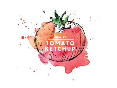 Quality Tomato Ketchup ketchup label logo quality red tomato vector watercolor
