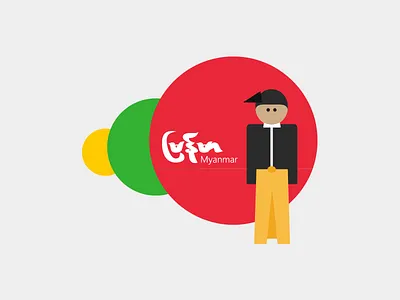 Myanmar Traditional Outfit asian character illustration myanmar vector