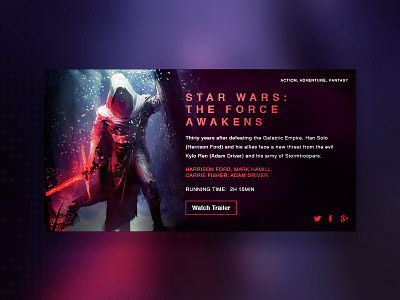 Movie Dashboard // Star Wars: The Force Awakens dashboard design gradient layout movie star wars ui ux web widget