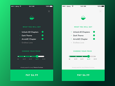 Javvy iOS Purchase Screen app buy ios javvy mobile pay what you want purchase screen ui view
