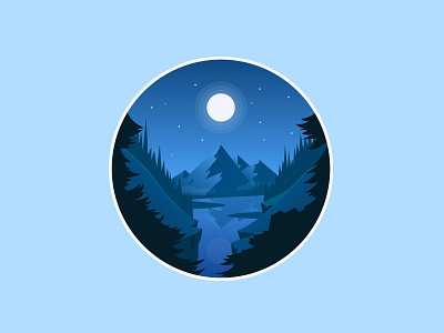 Mountains 2d illustration flat icon lake mountain vector