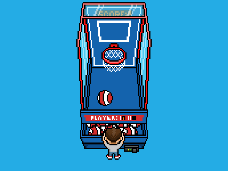 Arcade basketball player arcade ball basket basketball gif pixel pixel animation pixel art pixelart player