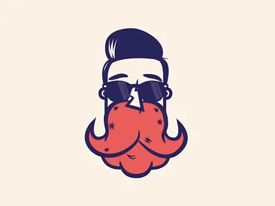 The Bearded Face avatar beard character design icon illustration logo retro sun glasses vector