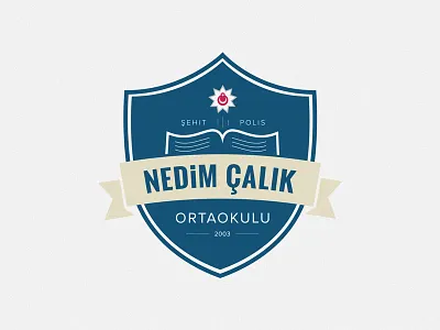 Secondary School of Nedim Calik design flat logo police school