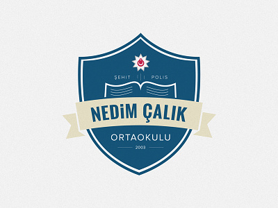 Secondary School of Nedim Calik design flat logo police school