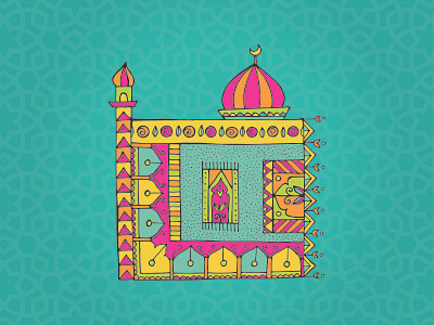 minimasjid drawing illustration islam mosque pattern