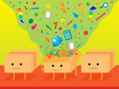 Out of the Box box fun graphic illustration imagination line lokalah vector